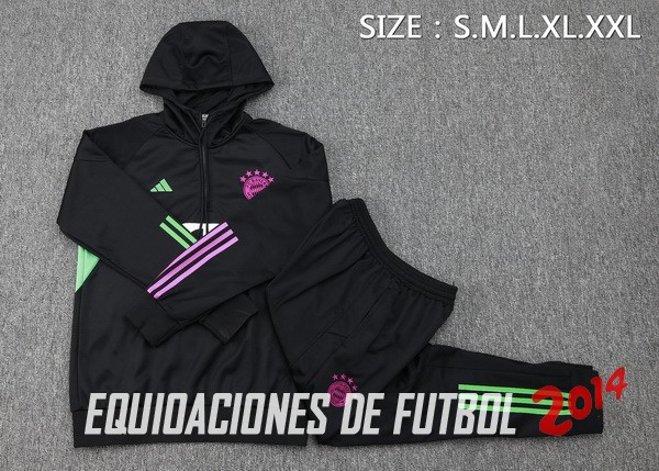 Conjunto Completo Chaqueta Con Capucha Niños Bayern Múnich 2023 2024 Negro Purpura