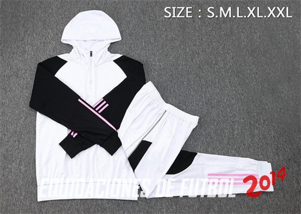 Conjunto Completo Chaqueta Con Capucha Niños Juventus 2023 2024 Blanco Negro Rosa