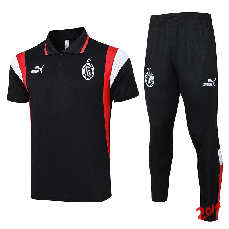 Conjunto Completo Polo AC Milan 2023/2024 Negro Rojo Blanco