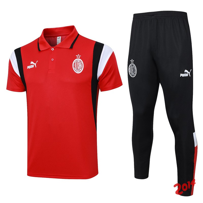 Conjunto Completo Polo AC Milan 2023/2024 Rojo Blanco Negro