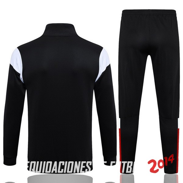 Conjunto Completo Ropa Deportiva Con Cremallera Larga AC Milan 2023/2024 Negro Blanco Rojo