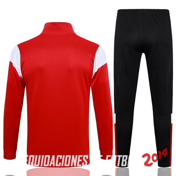 Conjunto Completo Ropa Deportiva Con Cremallera Larga AC Milan 2023/2024 Rojo Blanco Negro