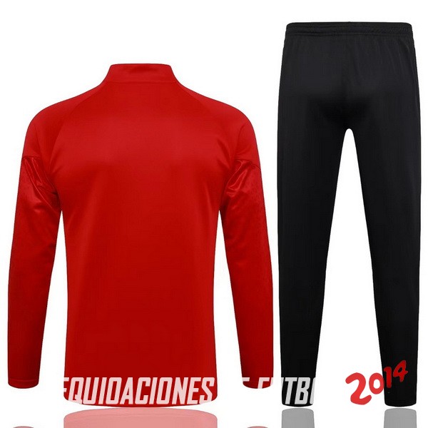 Conjunto Completo Ropa Deportiva Con Cremallera Larga AC Milan 2023/2024 Rojo III Negro