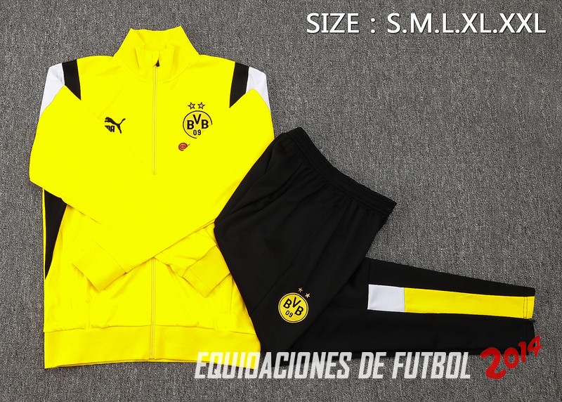 Conjunto Completo Ropa Deportiva Con Cremallera Larga Borussia Dortmund 2023/2024 Amarillo Blanco Negro