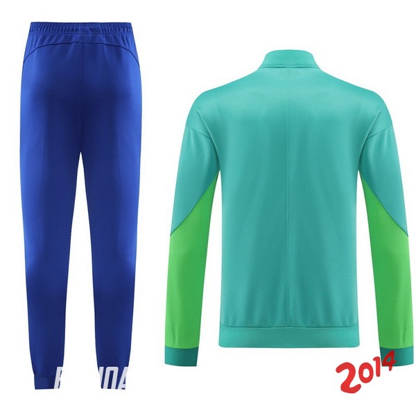 Conjunto Completo Ropa Deportiva Con Cremallera Larga Brasil 2023 Azul I Verde