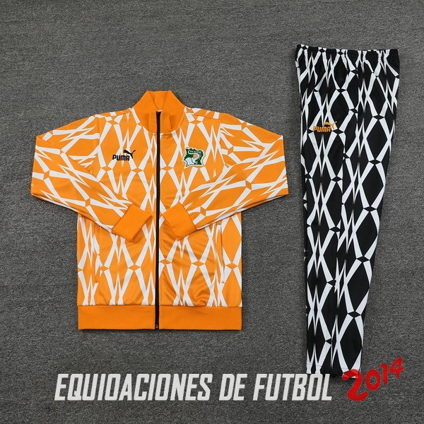 Conjunto Completo Ropa Deportiva Con Cremallera Larga Costa De Marfil 2023 Negro Naranja