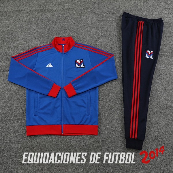 Conjunto Completo Ropa Deportiva Con Cremallera Larga Lyon 2023/2024 Azul Rojo
