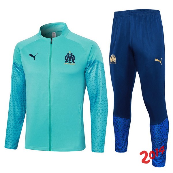 Conjunto Completo Ropa Deportiva Con Cremallera Larga Marsella 2023/2024 Verde Azul