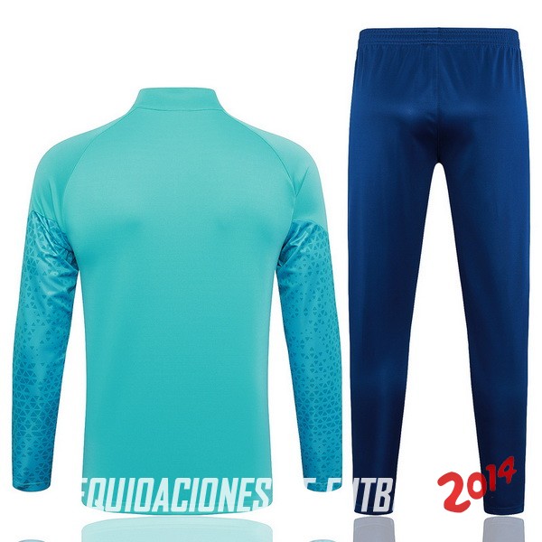 Conjunto Completo Ropa Deportiva Con Cremallera Larga Marsella 2023/2024 Verde Azul