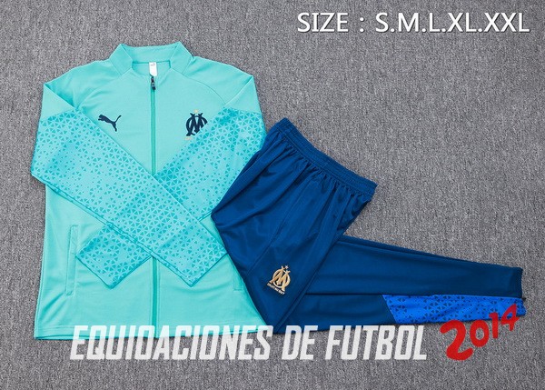 Conjunto Completo Ropa Deportiva Con Cremallera Larga Marsella 2023/2024 Verde Azul