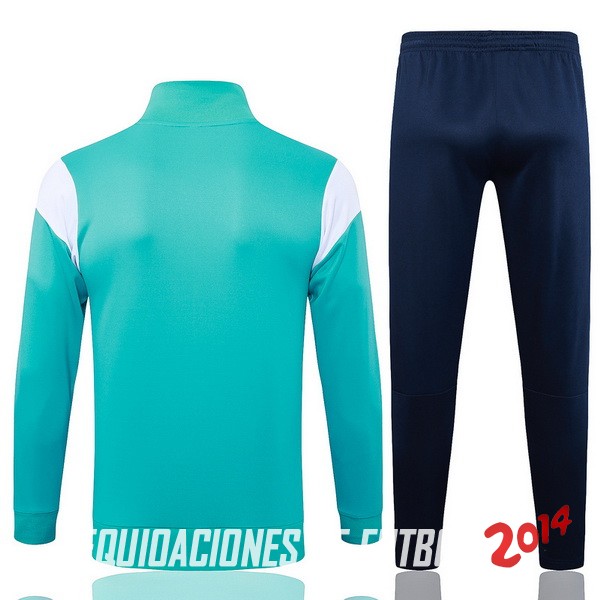 Conjunto Completo Ropa Deportiva Con Cremallera Larga Marsella 2023/2024 Verde Blanco Azul