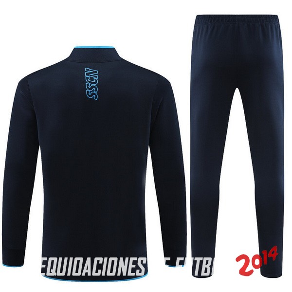 Conjunto Completo Ropa Deportiva Con Cremallera Larga Niños Napoli 2023 2024 Azul Marino