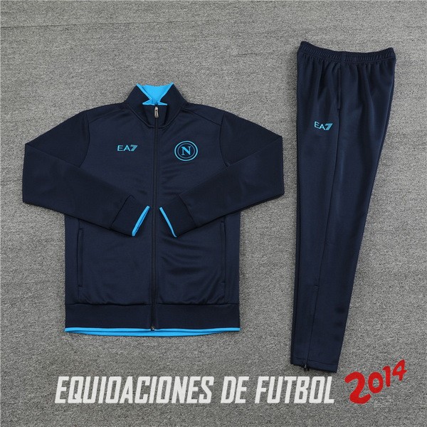 Conjunto Completo Ropa Deportiva Con Cremallera Larga Niños Napoli 2023 2024 Azul Marino
