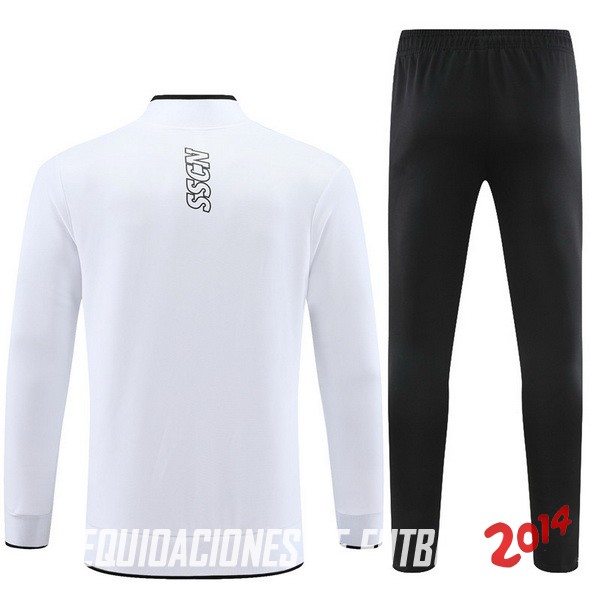 Conjunto Completo Ropa Deportiva Con Cremallera Larga Niños Napoli 2023 2024 Blanco Negro
