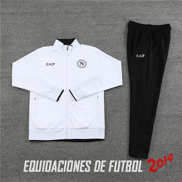 Conjunto Completo Ropa Deportiva Con Cremallera Larga Niños Napoli 2023 2024 Blanco Negro