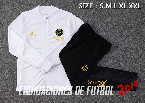 Conjunto Completo Ropa Deportiva Con Cremallera Larga Niños Paris Saint Germain 2023 2024 Blanco Negro