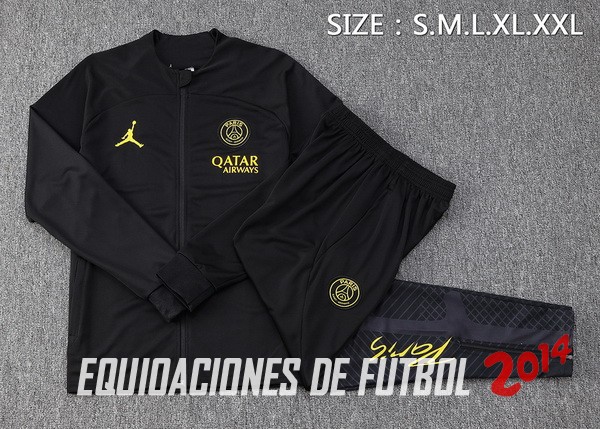 Conjunto Completo Ropa Deportiva Con Cremallera Larga Niños Paris Saint Germain 2023 2024 Negro