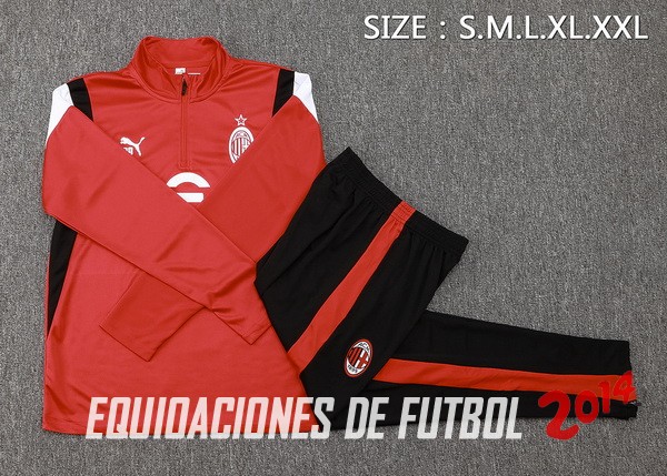 Conjunto Completo Sudadera Entrenamiento AC Milan 2023/2024 Rojo I Negro Blanco