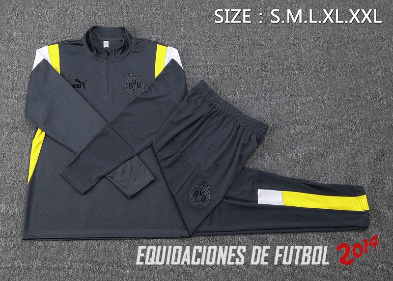 Conjunto Completo Sudadera Entrenamiento Borussia Dortmund 2023/2024 Gris Amarillo