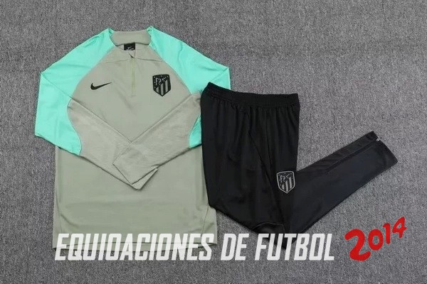 Conjunto Completo Sudadera Entrenamiento Niños Atlético Madrid 2023 2024 Verde