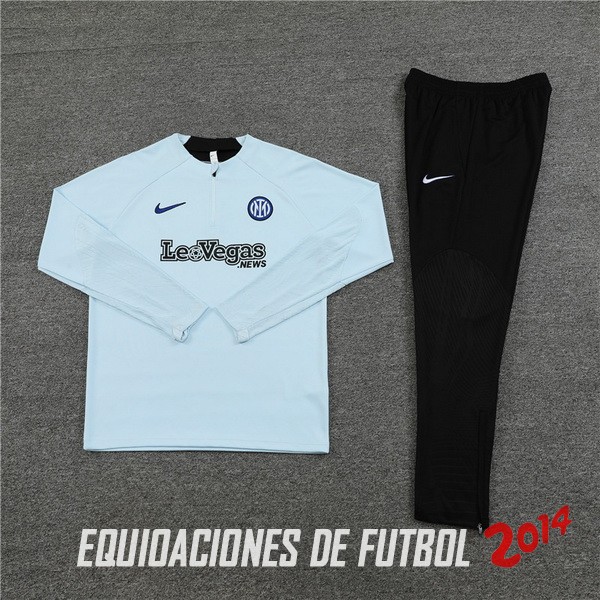Conjunto Completo Sudadera Entrenamiento Niños Inter Milán 2023 2024 Azul Claro Negro