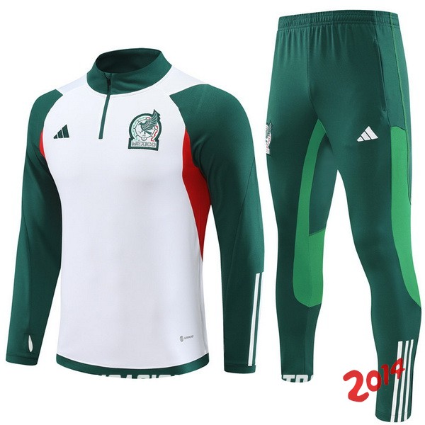 Conjunto Completo Sudadera Entrenamiento Niños México 2023 Blanco Verde