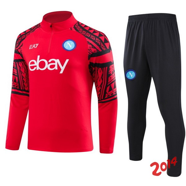 Conjunto Completo Sudadera Entrenamiento Niños Napoli 2023 2024 Rojo