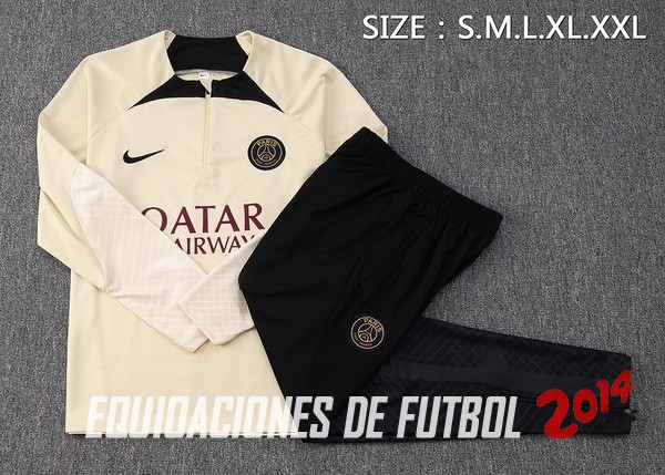 Conjunto Completo Sudadera Entrenamiento Niños Paris Saint Germain 2023 2024 Amarillo Negro