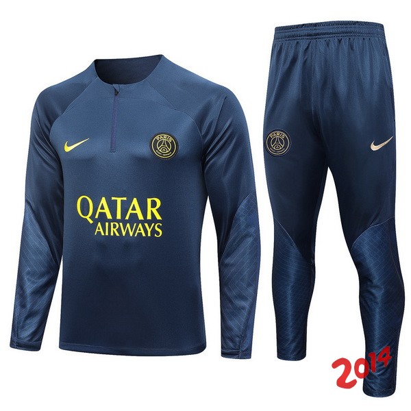 Conjunto Completo Sudadera Entrenamiento Niños Paris Saint Germain 2023 2024 Azul Marino