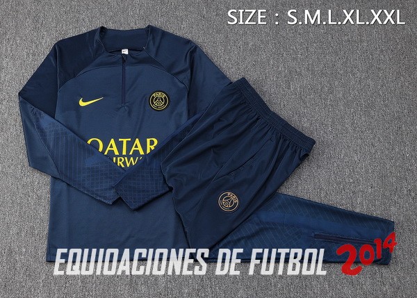 Conjunto Completo Sudadera Entrenamiento Niños Paris Saint Germain 2023 2024 Azul Marino