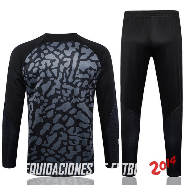 Conjunto Completo Sudadera Entrenamiento Niños Paris Saint Germain 2023 2024 Gris I Negro