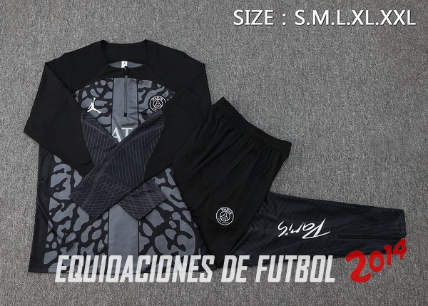 Conjunto Completo Sudadera Entrenamiento Niños Paris Saint Germain 2023 2024 Gris I Negro