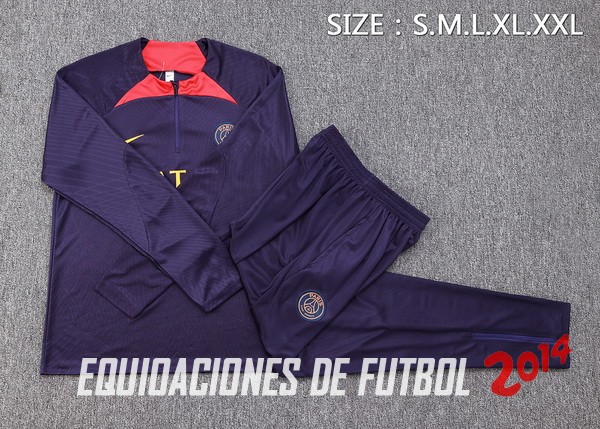Conjunto Completo Sudadera Entrenamiento Niños Paris Saint Germain 2023 2024 Purpura II Rojo