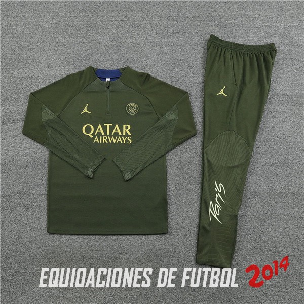 Conjunto Completo Sudadera Entrenamiento Niños Paris Saint Germain 2023 2024 Verde
