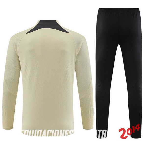 Conjunto Completo Sudadera Jugadores Entrenamiento Niños Paris Saint Germain 2023 2024 Amarillo Negro