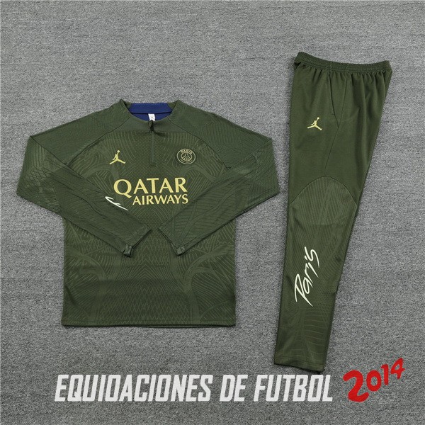 Conjunto Completo Sudadera Jugadores Entrenamiento Niños Paris Saint Germain 2023 2024 Verde