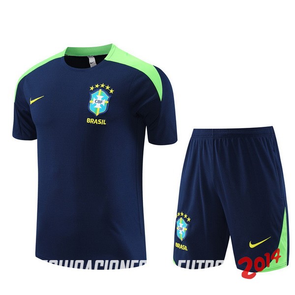 Entrenamiento Conjunto Completo Niños Brasil 2024 Azul Marino Verde