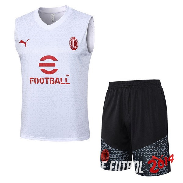 Entrenamiento Sin Mangas Conjunto Completo AC Milan 2023/2024 Blanco Rojo Negro