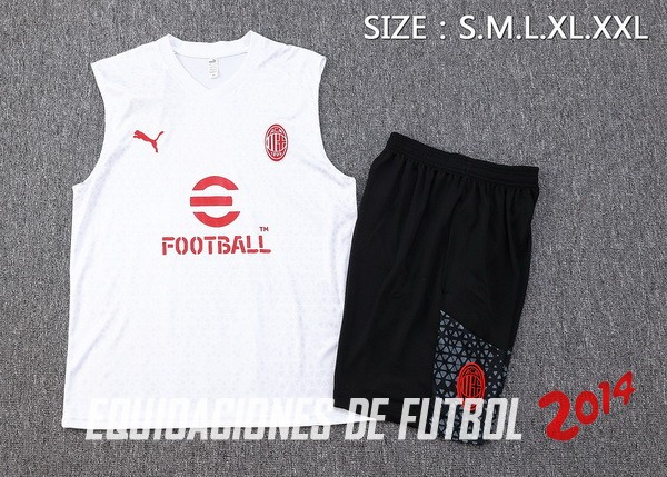 Entrenamiento Sin Mangas Conjunto Completo AC Milan 2023/2024 Blanco Rojo Negro