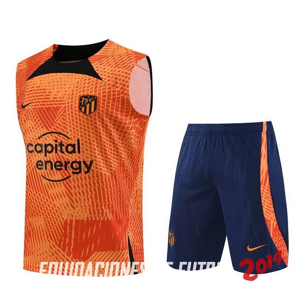 Entrenamiento Sin Mangas Conjunto Completo Atlético Madrid 2023/2024 Naranja Azul