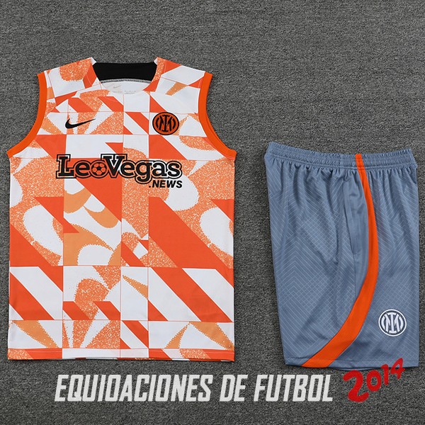 Entrenamiento Sin Mangas Conjunto Completo Inter Milán 2023/2024 Naranja Blanco Gris