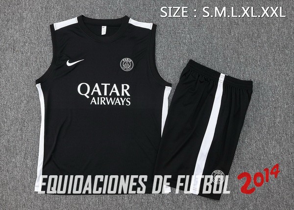 Entrenamiento Sin Mangas Conjunto Completo Paris Saint Germain 2023/2024 Negro Blanco