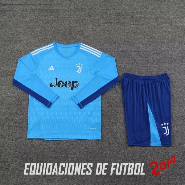 Tailandia Manga Larga Camiseta Del Conjunto Completo Hombre  Juventus Portero 2023/2024 Azul