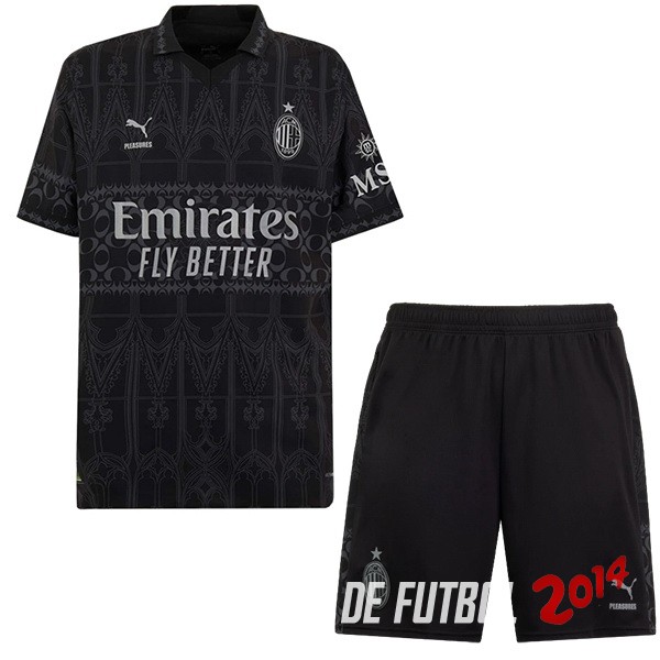 Camiseta Del Conjunto Completo AC Milan Nino Cuarta 2023/2024 Negro