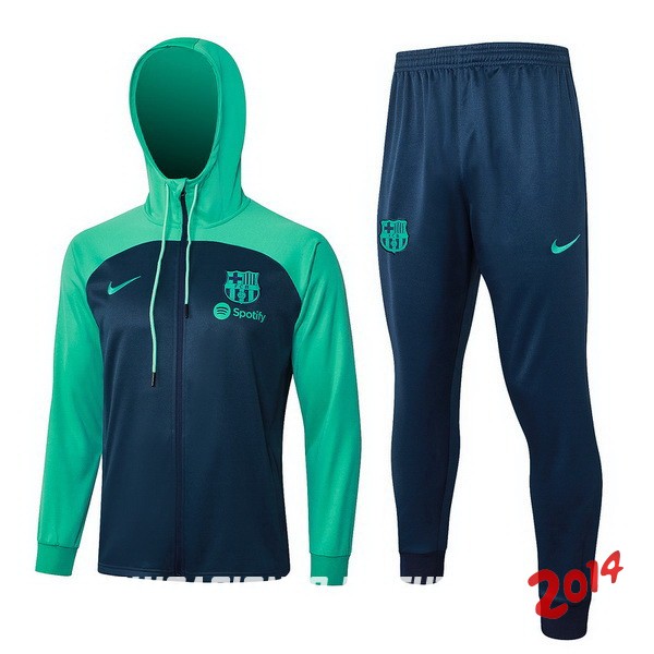 Conjunto Completo Chaqueta Con Capucha Barcelona 2023/2024 Verde I Azul