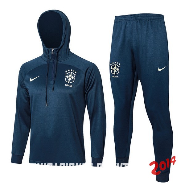 Conjunto Completo Chaqueta Con Capucha Brasil 2023 Azul Marino