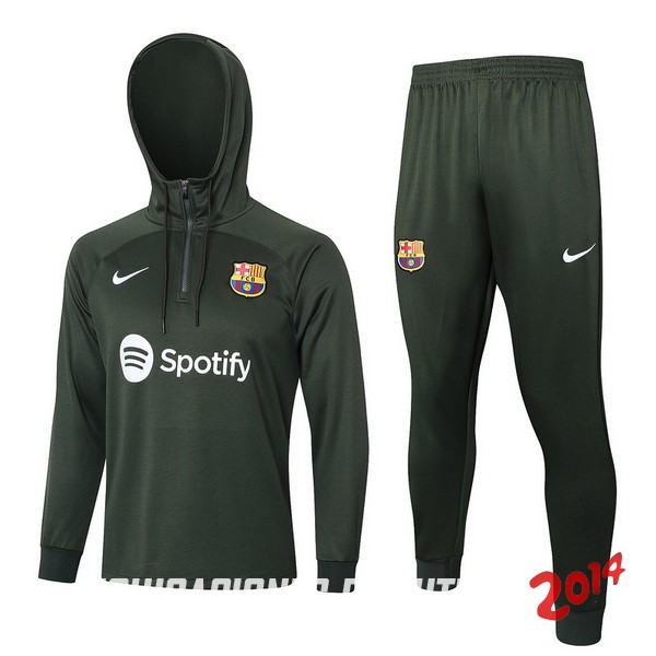 Conjunto Completo Chaqueta Con Capucha Ninos Barcelona 2023/2024 Verde Marino