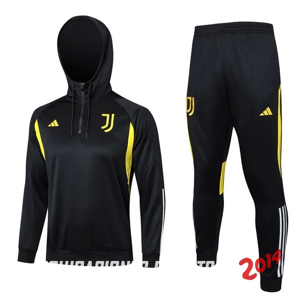 Conjunto Completo Chaqueta Con Capucha Ninos Juventus 2023/2024 Negro Blanco Amarillo
