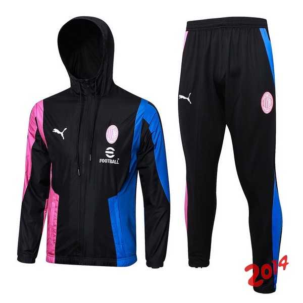 Conjunto Completo Rompevientos AC Milan 2023/2024 Negro Rosa Azul