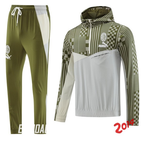 Conjunto Completo Rompevientos AC Milan 2023/2024 Verde Gris